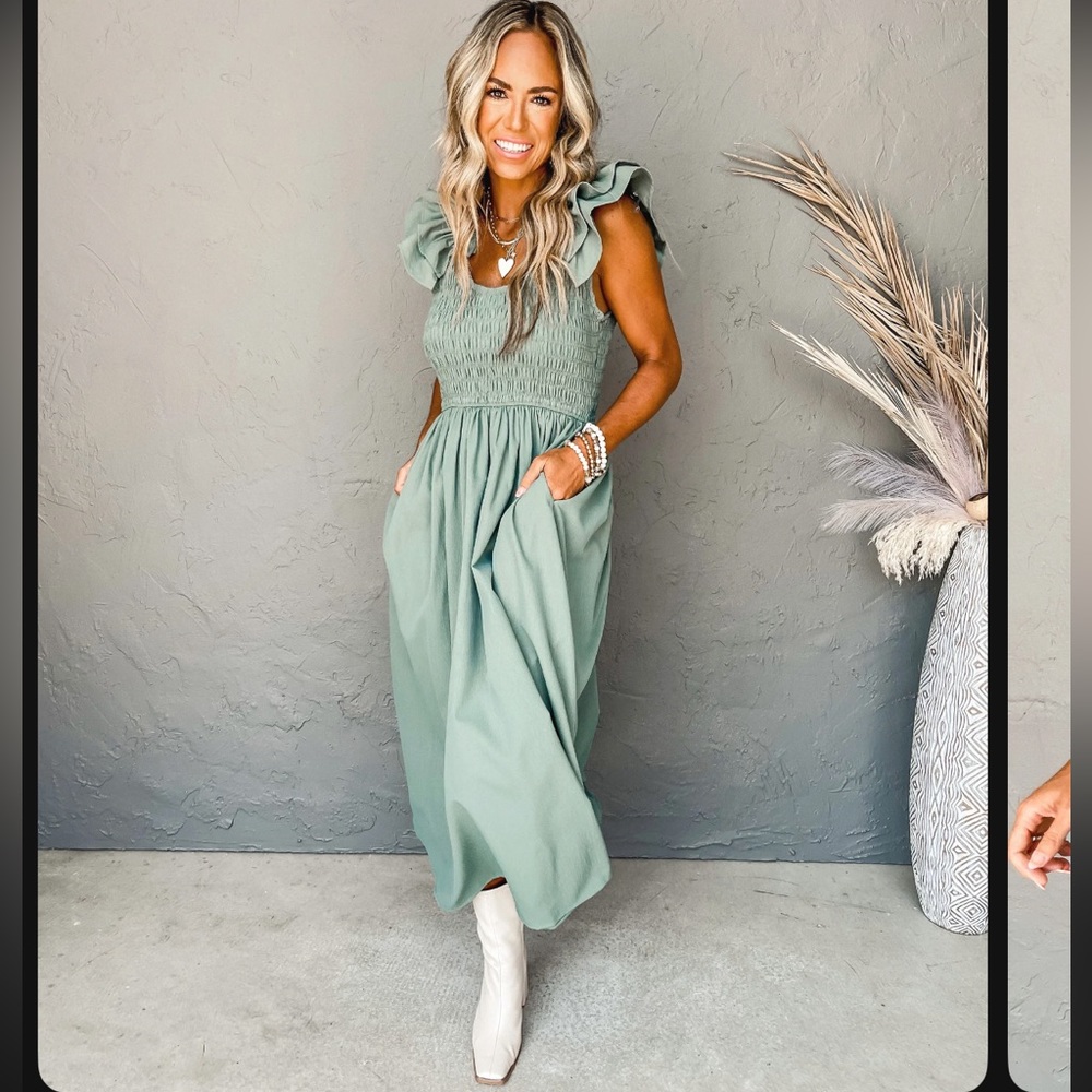 Heard A Rumor Smocked Midi Dress